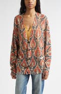 R13 Print Linen Boyfriend Cardigan