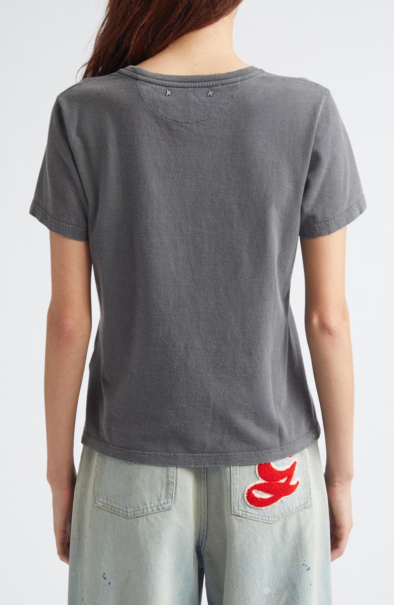 Golden Goose Distressed Cotton Logo Tee, Alternate, color, Anthracite