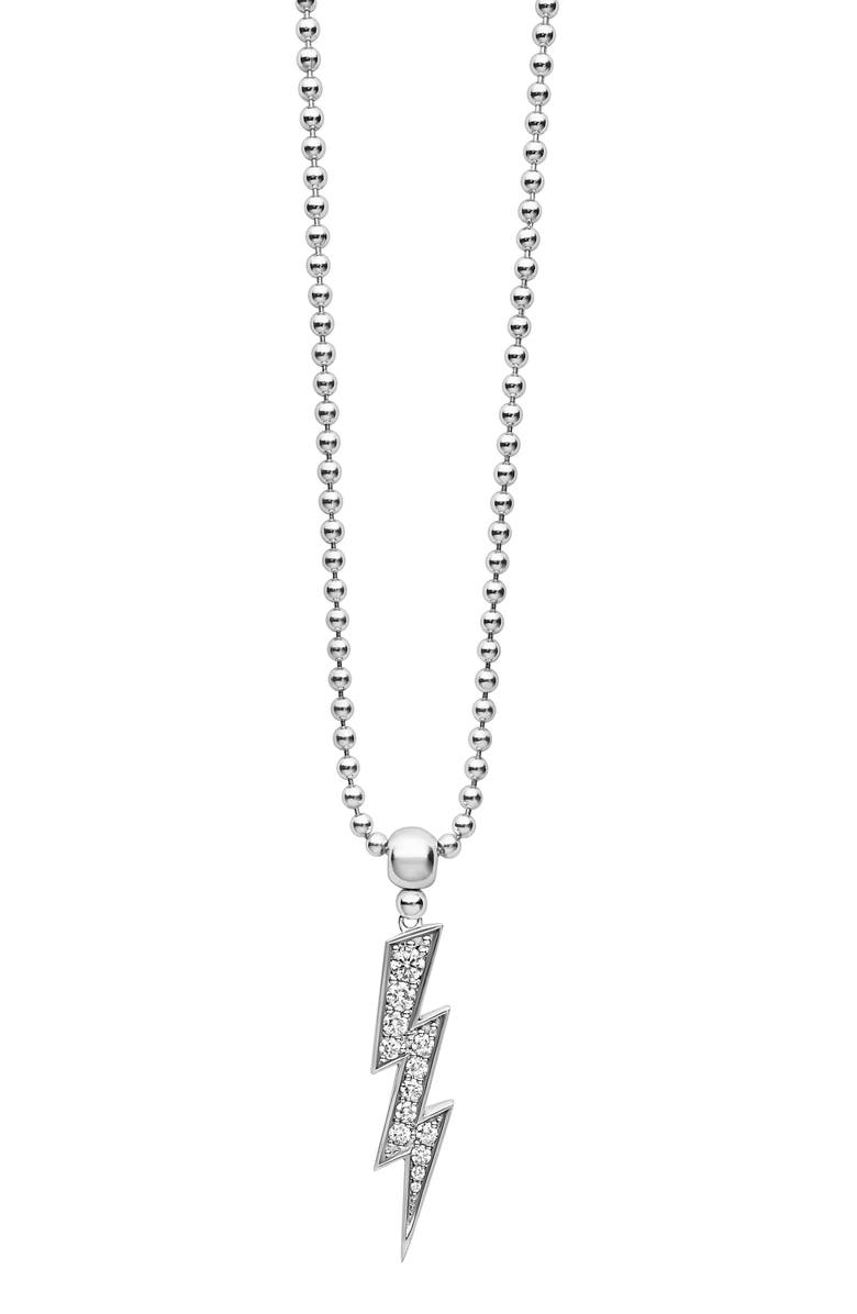 LAGOS Caviar Spark Lightning Bolt Diamond Pendant Necklace, Main, color,