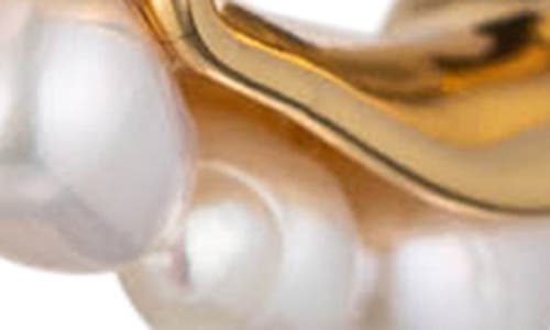 Eye Candy Los Angeles Isabella Faux Pearl Hoop Earrings In Gold