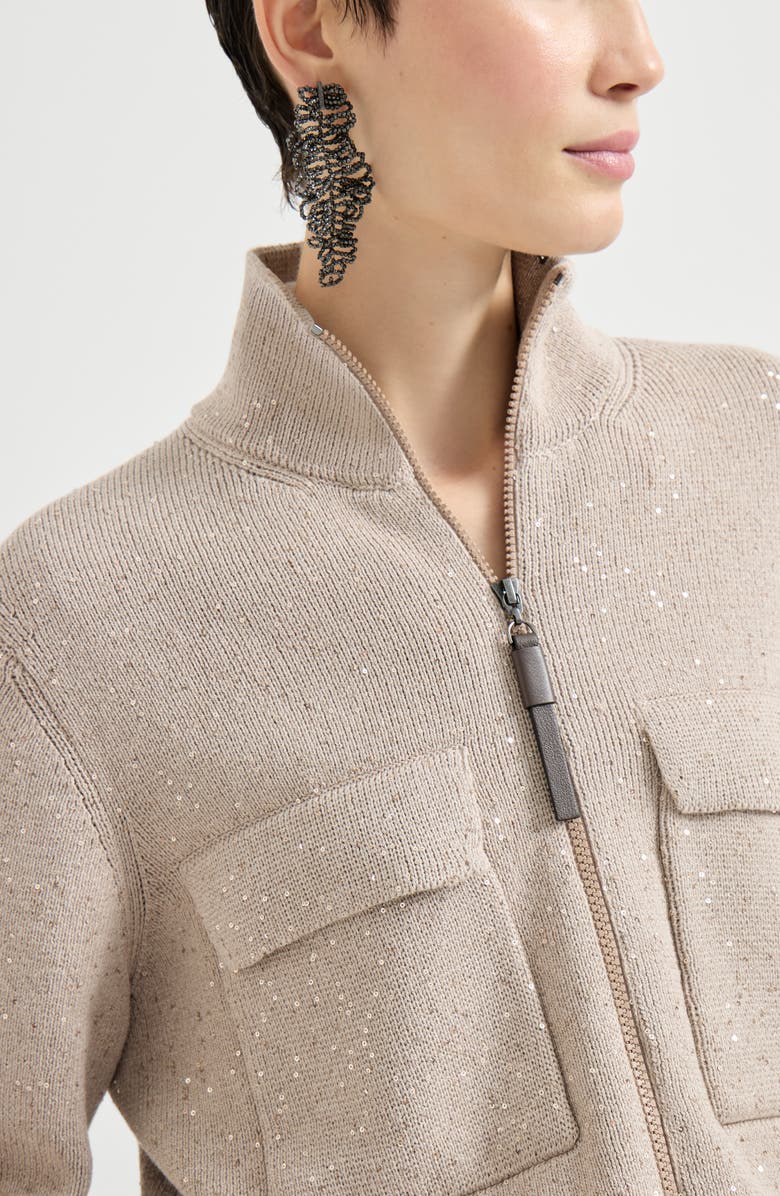 Brunello Cucinelli Cotton Diamond yarn outerwear jacket, Alternate, color, Desert