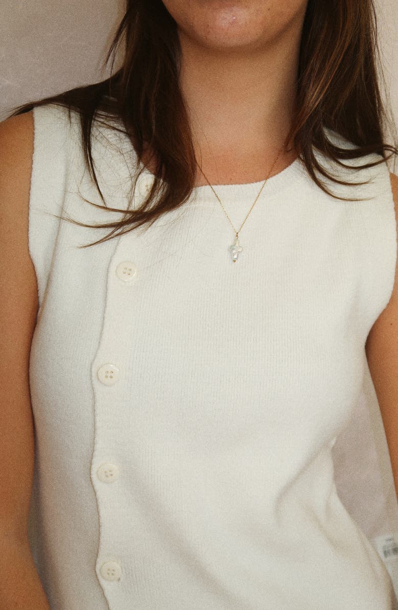 Joiana Jewelry Mini Pearl Cross Necklace, Alternate, color, Gold