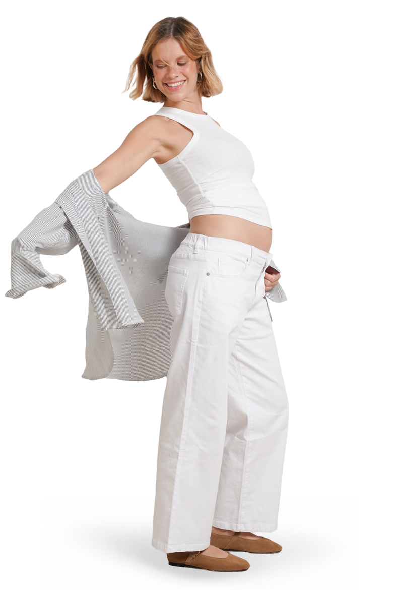 Slouch Under-Bump Maternity Boyfriend Jeans, Main, color, White