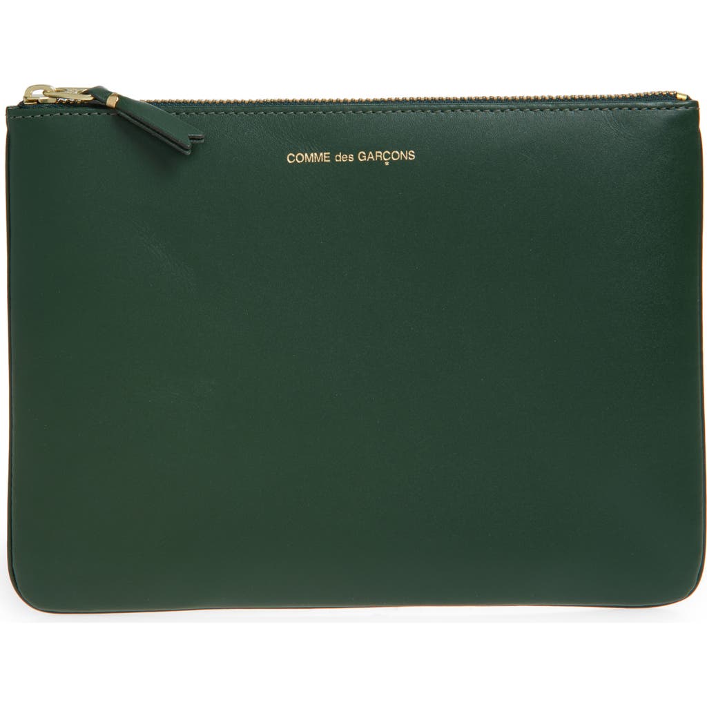 Comme des Garçons Medium Classic Leather Zip-Up Pouch in Bottle Green  product