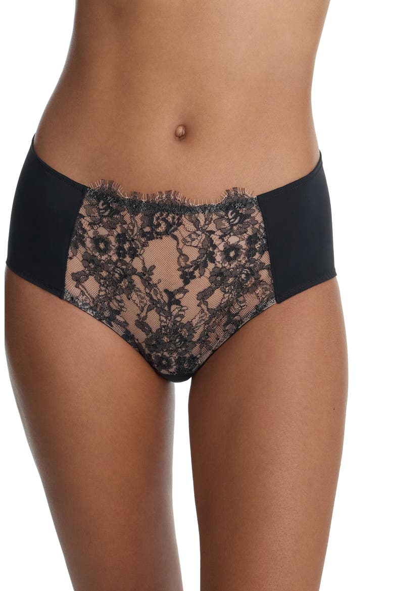 Entice Front Lace Brief 2-Pack, Alternate, color, Black Nylon/White Nylon