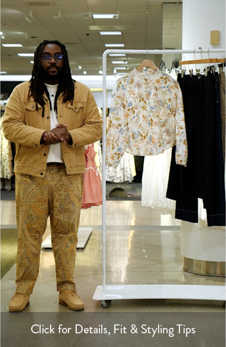 Floral Cotton Band Collar Button-Up Shirt, sales video thumbnail