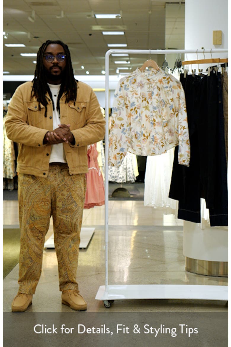 Floral Cotton Band Collar Button-Up Shirt video