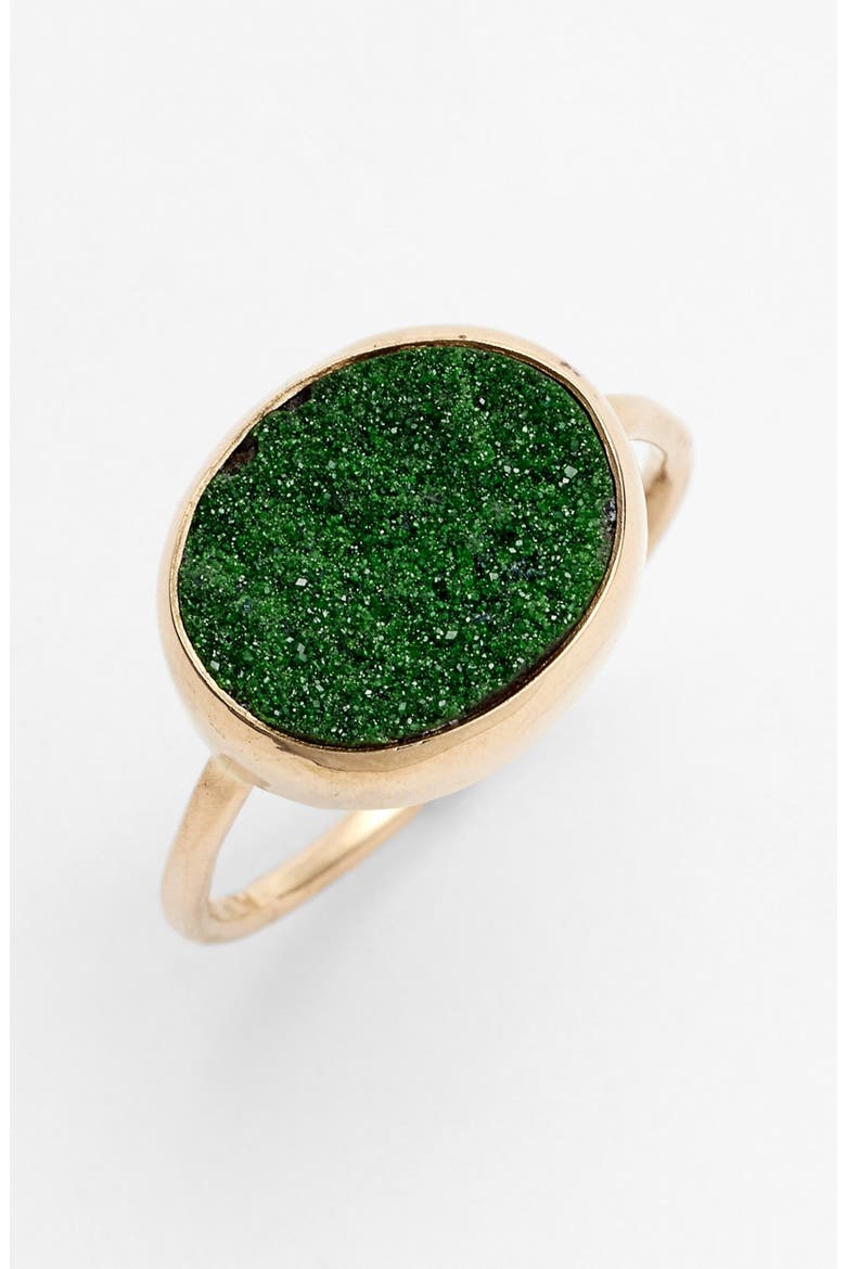 Oval Drusy Ring, Main, color, UVAROVITE/ YELLOW GOLD