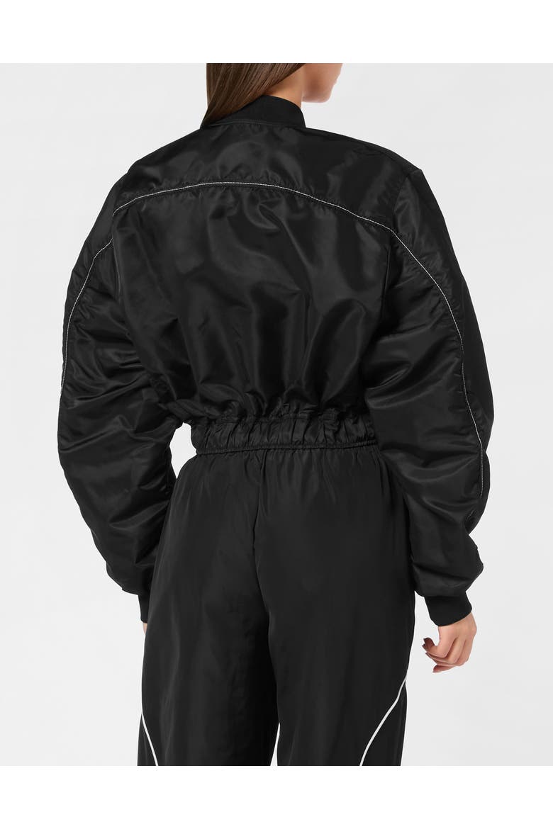 Cropped Bomber Jacket Ls With Cargo Pockets Women, Alternate, color, black
