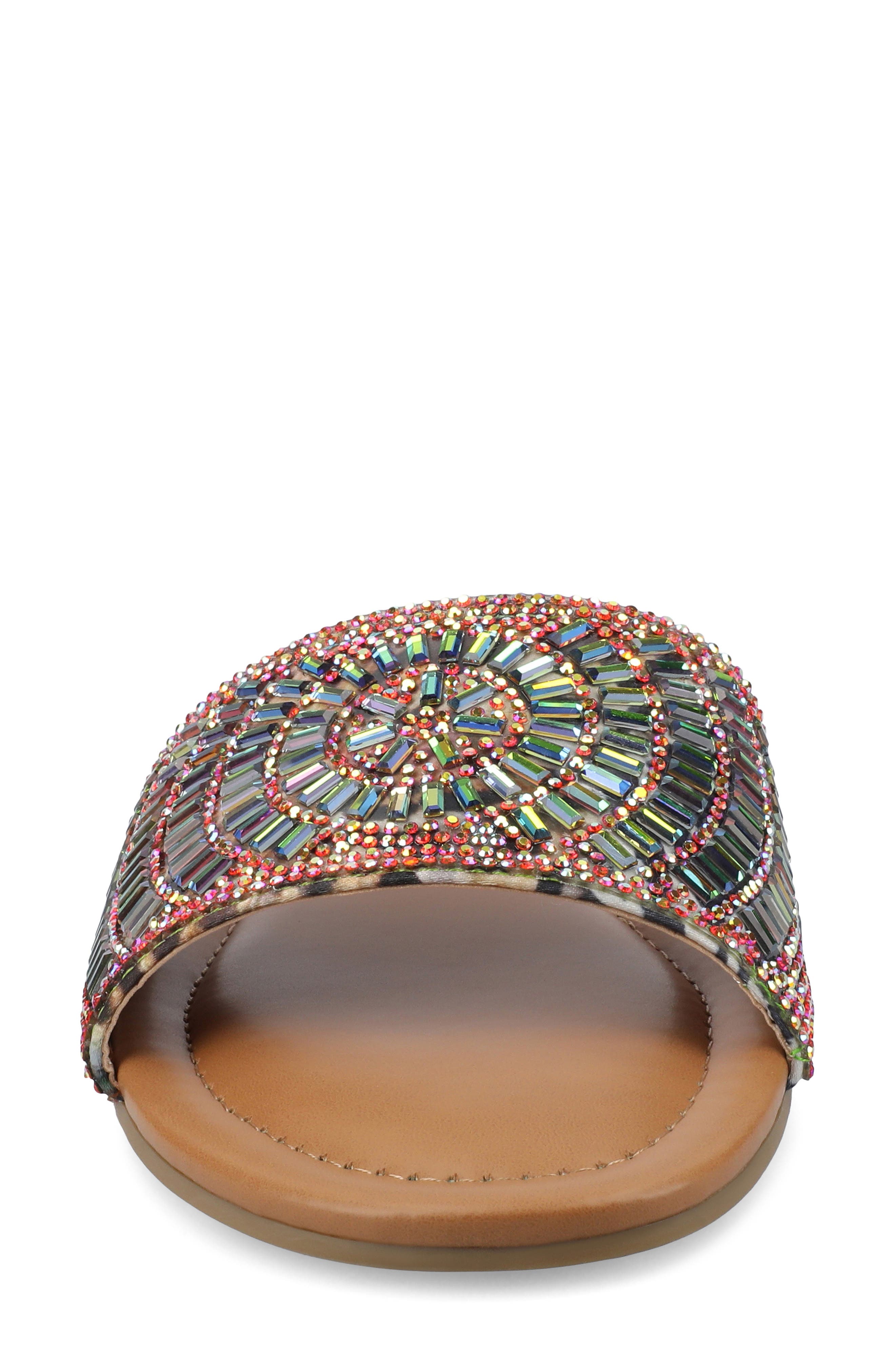 Maria Crystal Embellished Slide Sandal, Alternate, color, BROWN MULTI