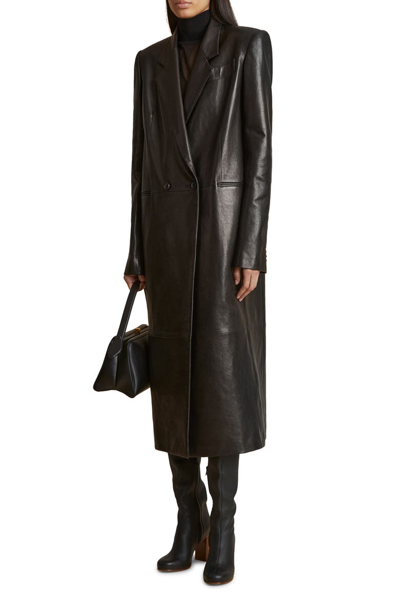 Khaite Lolo Lambskin Leather Long Coat, Alternate, color, 