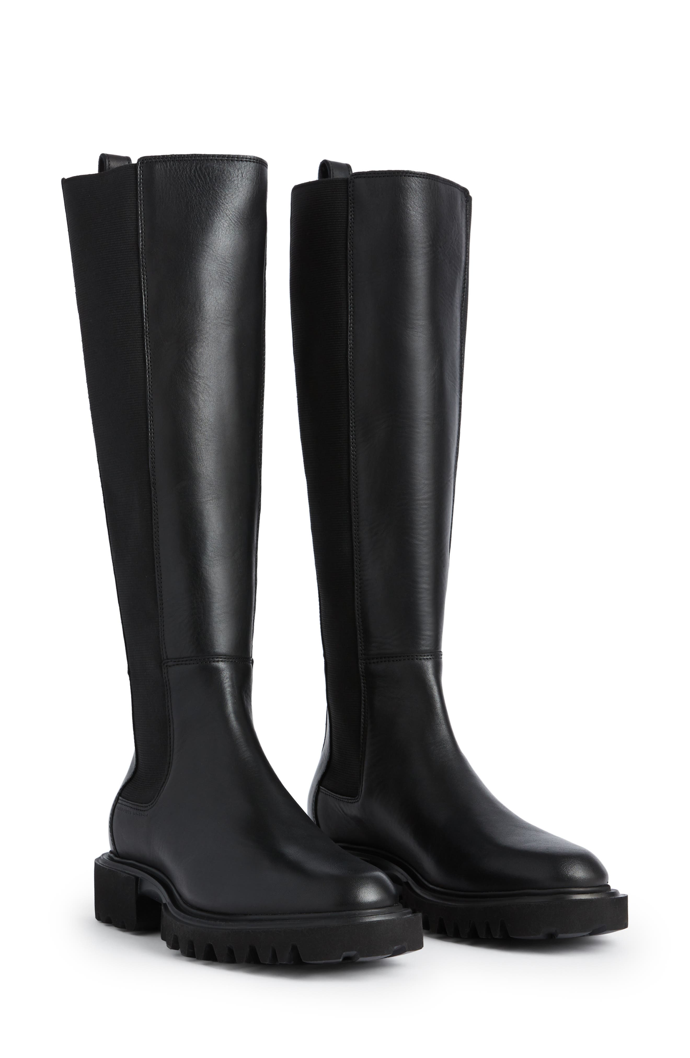 Maeve Knee High Chelsea Boot, Main, color, BLACK