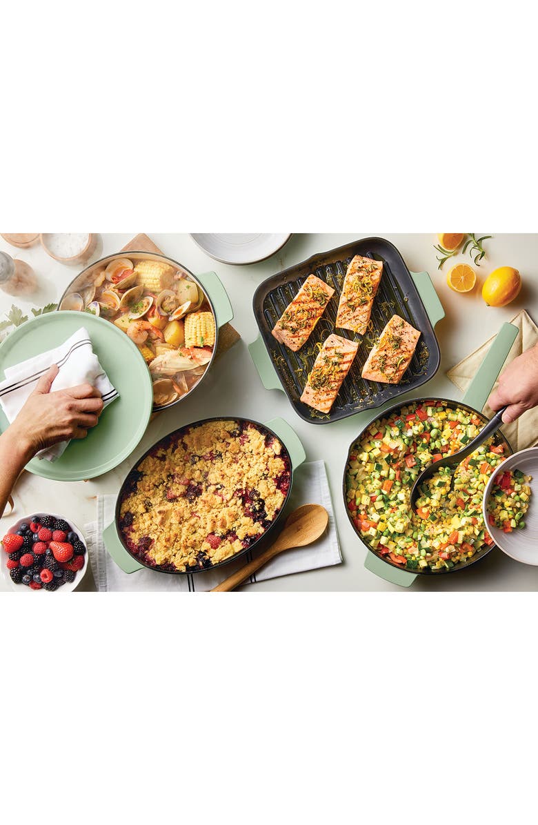 KITCHENAID Enamel 11-Inch Grill Roasting Cast Iron Pan, Alternate, color, Pistachio