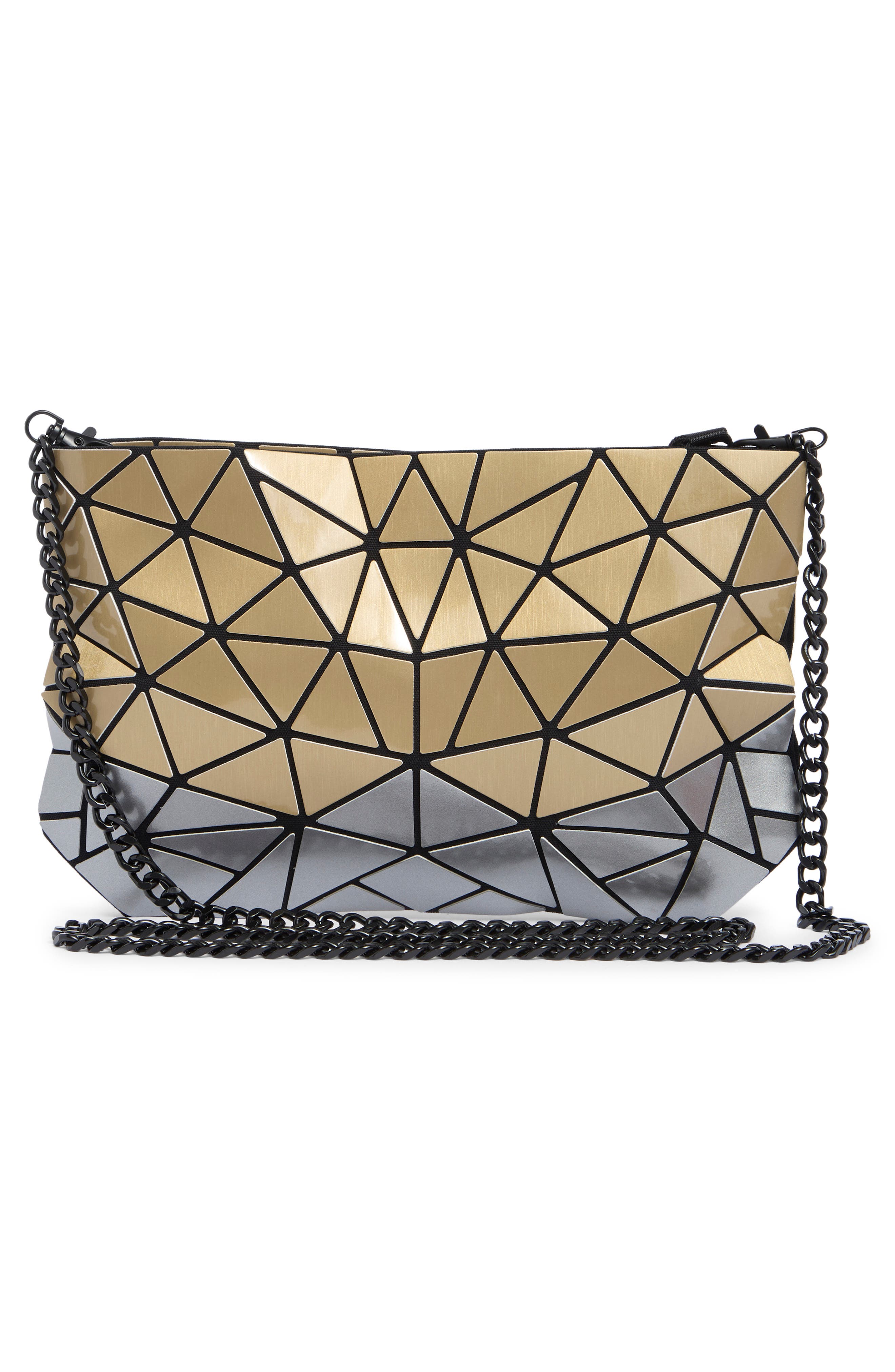 Two Tone Faux Leather Clutch, Alternate, color, S.GOLD/ S.SILVER
