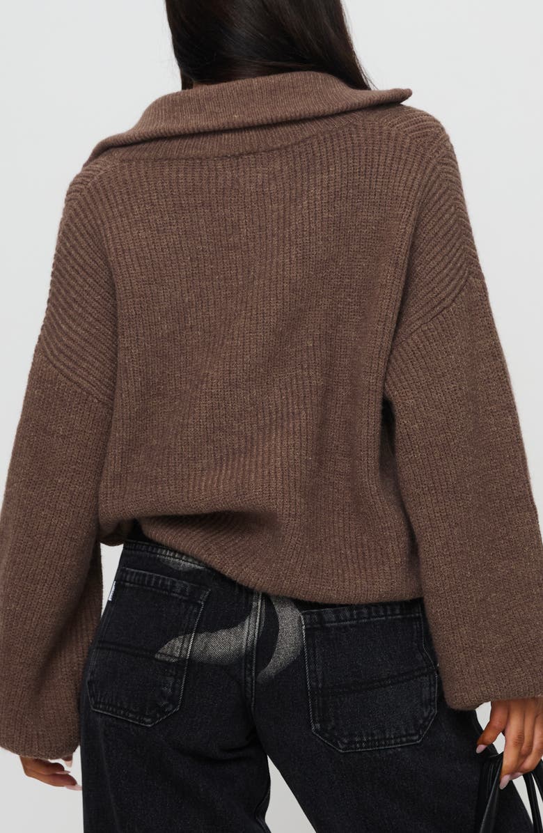 Princess Polly Herteford Zip Front Sweater, Alternate, color, Brown
