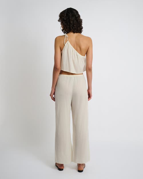 Shop Onia Crinkle Gauze One-shoulder Top In Egret