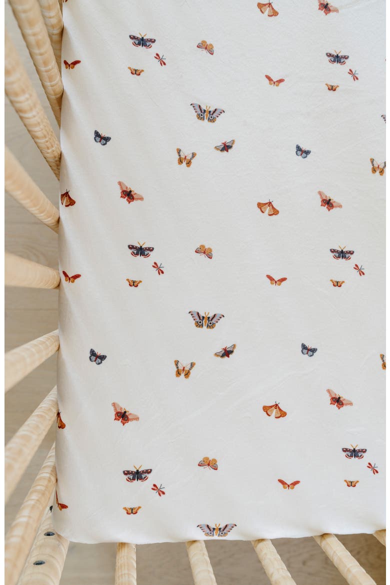 Minky Fitted Crib Sheet, Alternate, color, BUTTERFLY