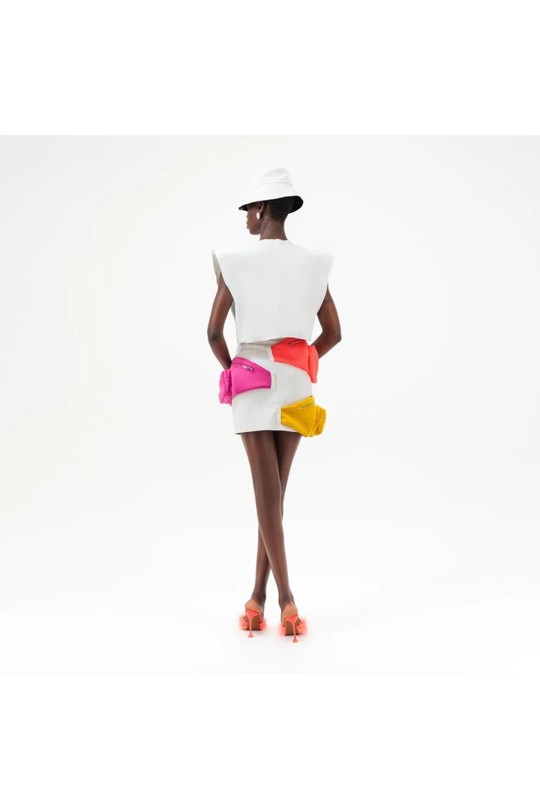 Bum Bag Denim Skirt, Alternate, color, Pink/orange/yellow