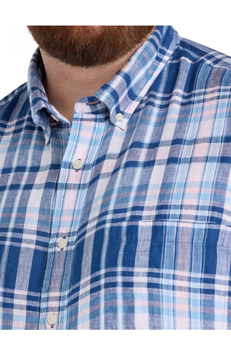 vineyard vines Big & Tall Pelican Point Plaid Linen Sport Shirt, Alternate, color, Moonshine