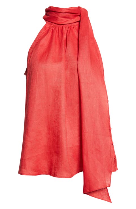 Andi Sleeveless Linen Mock Neck Top