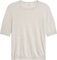 Johnstons of Elgin Honor Short Sleeve Cashmere Crewneck Sweater