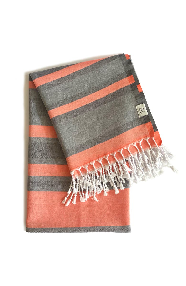 Eco Hilana Samara Gray - Orange Turkish Towel, Main, color, Orange