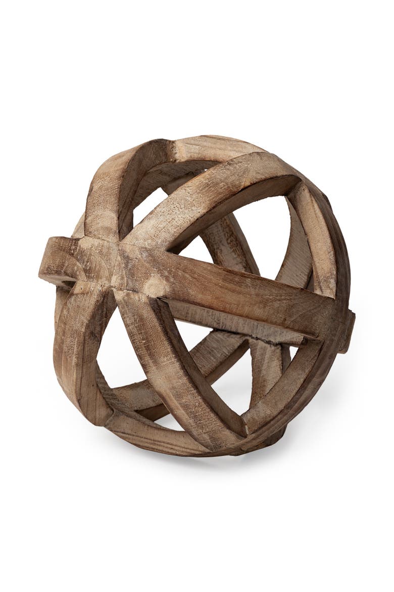 Tibik 8L x 8W Natural Wooden Orb, Main, color, Brown