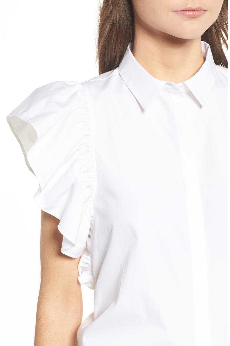 Ruffle Sleeve Top, Alternate, color, WHITE