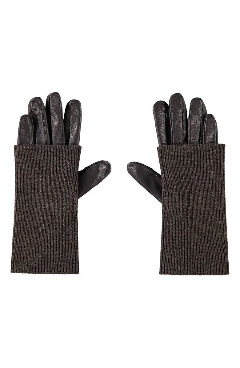 Favorite Daughter Knit Arm Warmer & Leather Gloves Set, Main, color, Coffee
