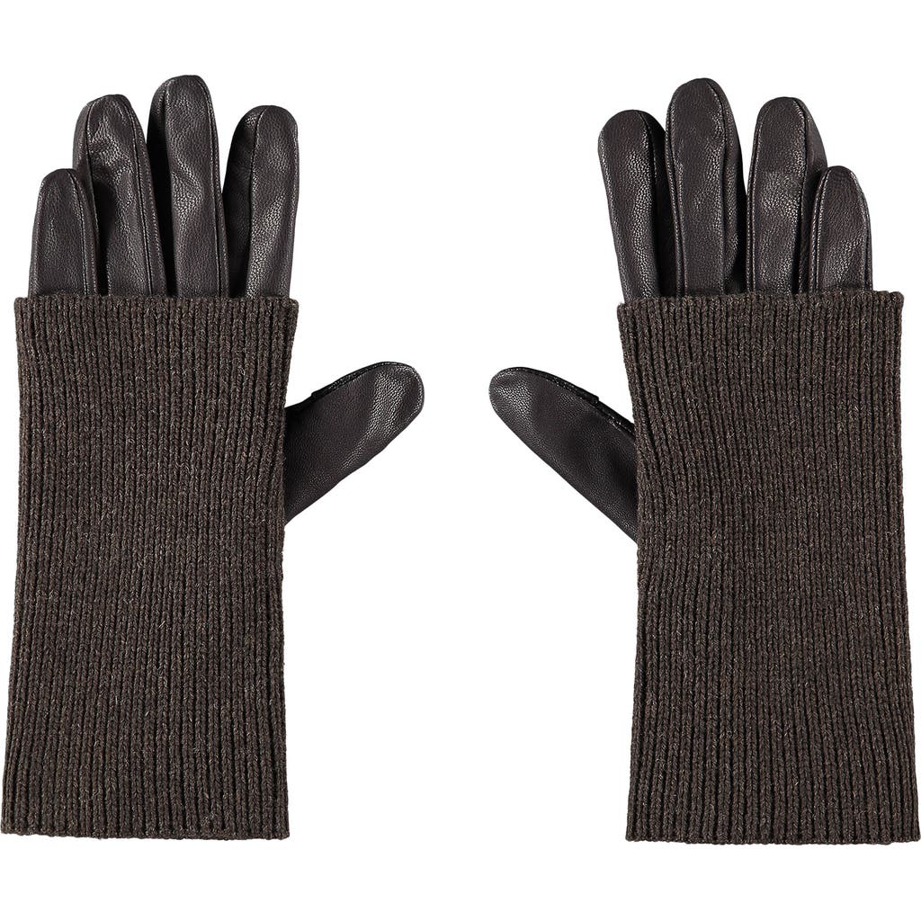Favorite Daughter Knit Arm Warmer & Leather Gloves Set In Brown