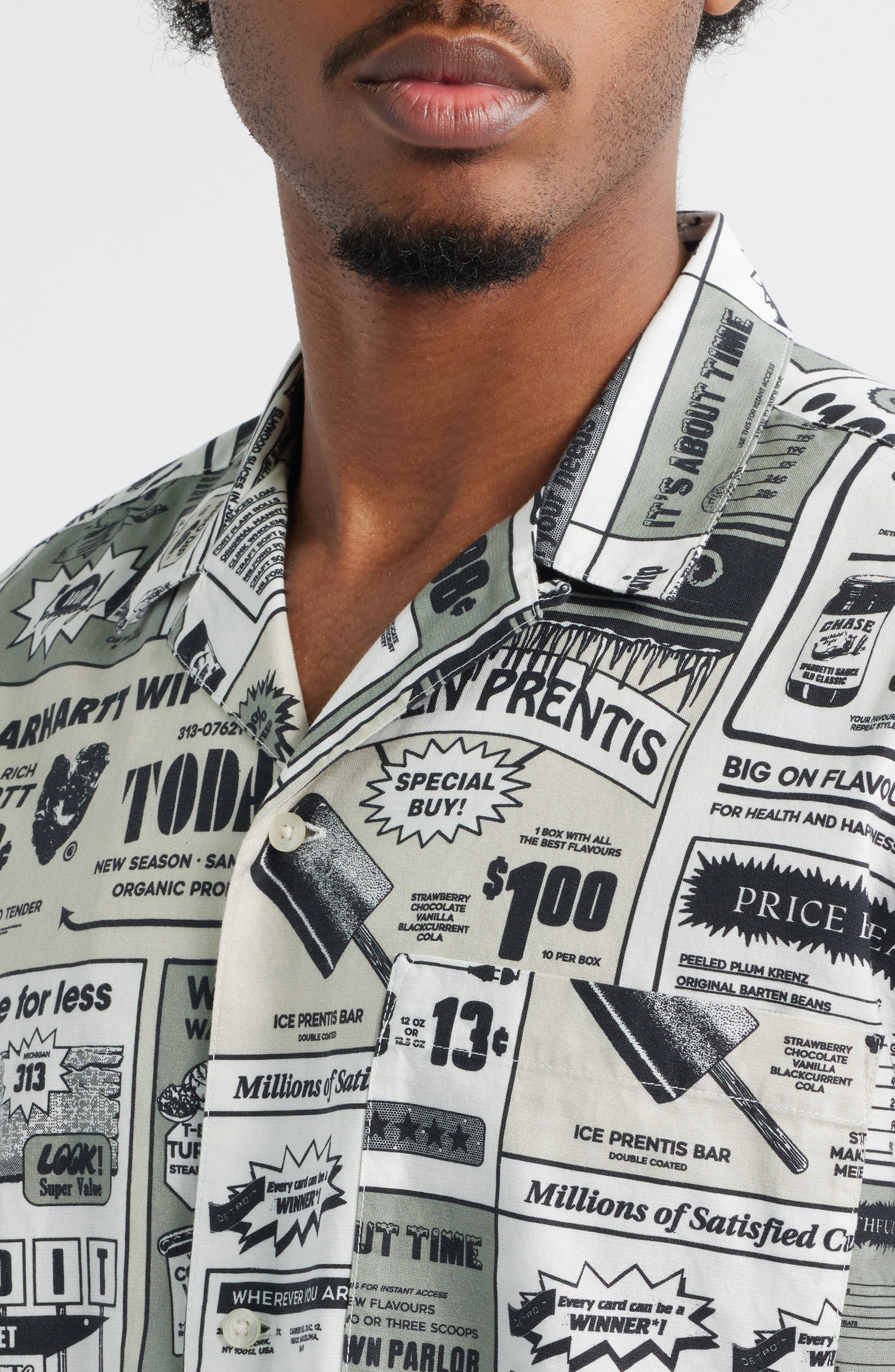Catalogue Newspaper Print Cotton & Linen Camp Shirt - image 2