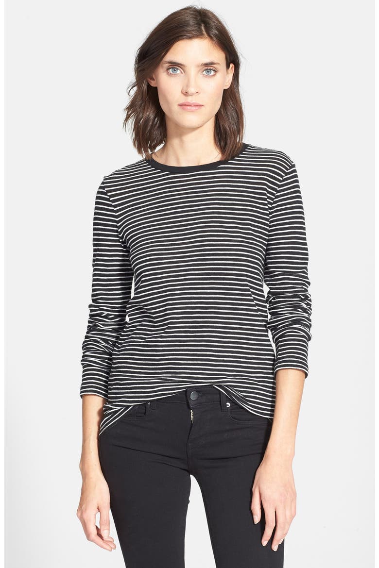 Feeder Stripe Long Sleeve Tee, Main, color, OFF WHITE/ BLACK