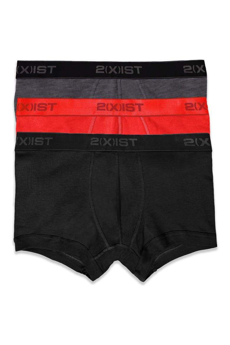3-Pack Cotton No Show Trunks, Main, color, BLACK/ CHARCOAL/ RED