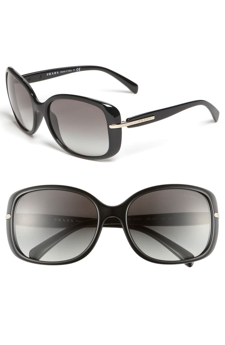 Prada 57mm Rectangular Sunglasses, Main, color, 