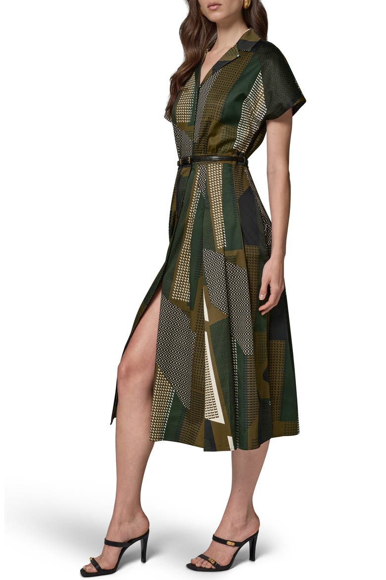 Short Sleeve Belted Shirtdress, Alternate, color, OLIVE BRINE