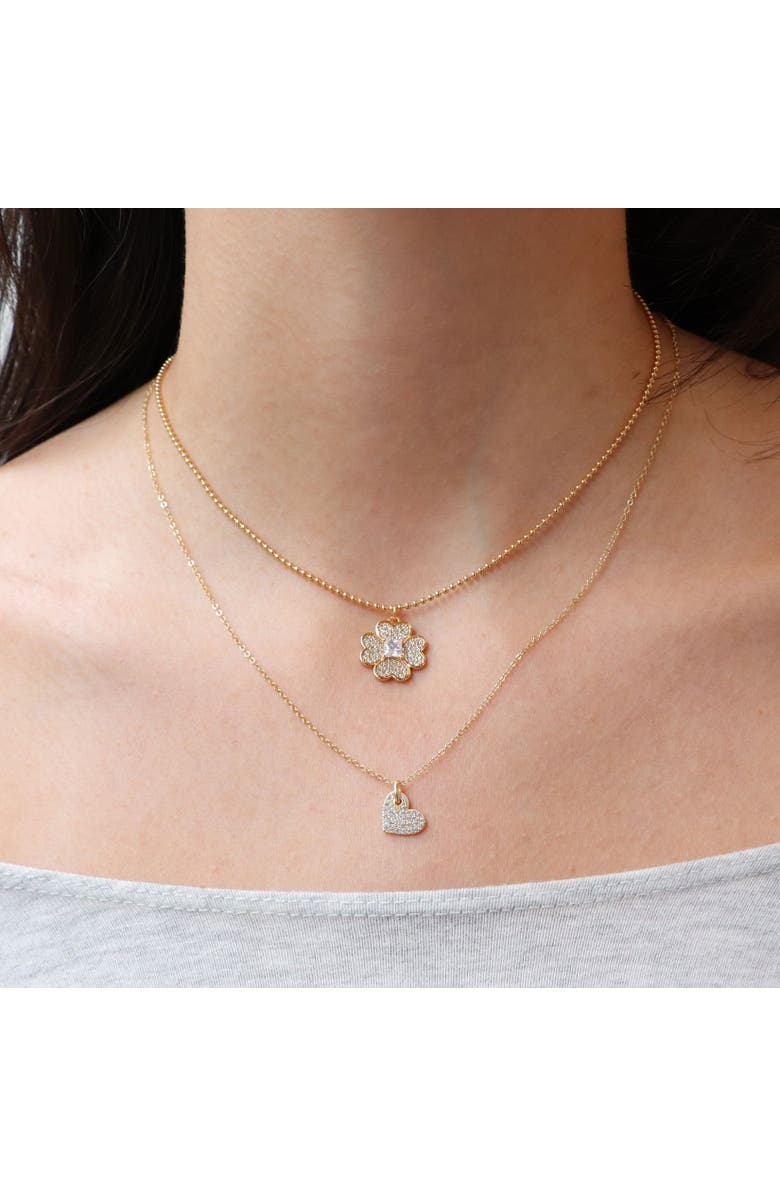 The Lovery Fine Jewelry CZ Lucky Clover Necklace, Alternate, color, Gold Plated Sterling Silver