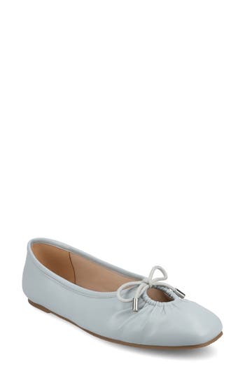 Journee Collection Callee Keyhole Square Toe Flat In Light Blue