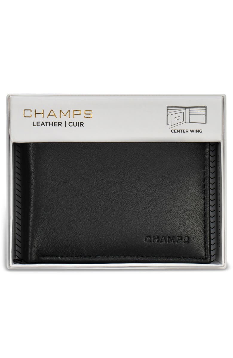 CHAMPS Classic ID Flap Leather Bifold Wallet, Alternate, color, Black