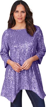 Roaman's Handkerchief Hem Sequin Tunic