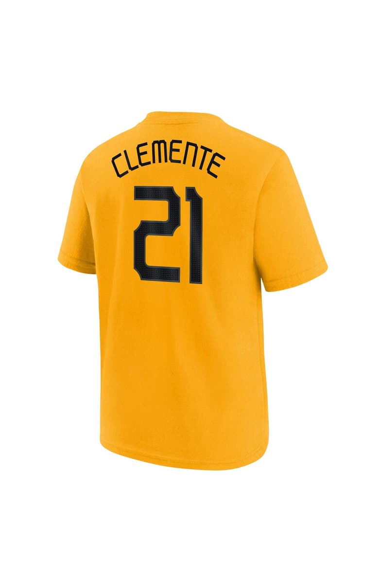 Nike Youth Nike Roberto Clemente Gold Pittsburgh Pirates Fuse City Connect Name & Number T-Shirt, Alternate, color, Gold