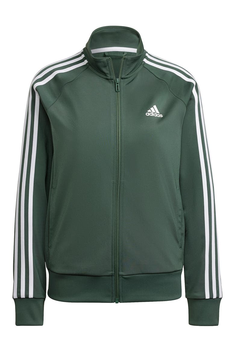 Warm-Pp Tricot Slim 3-Stripes Track Jacket, Alternate, color, GREEN OXIDE/ WHITE