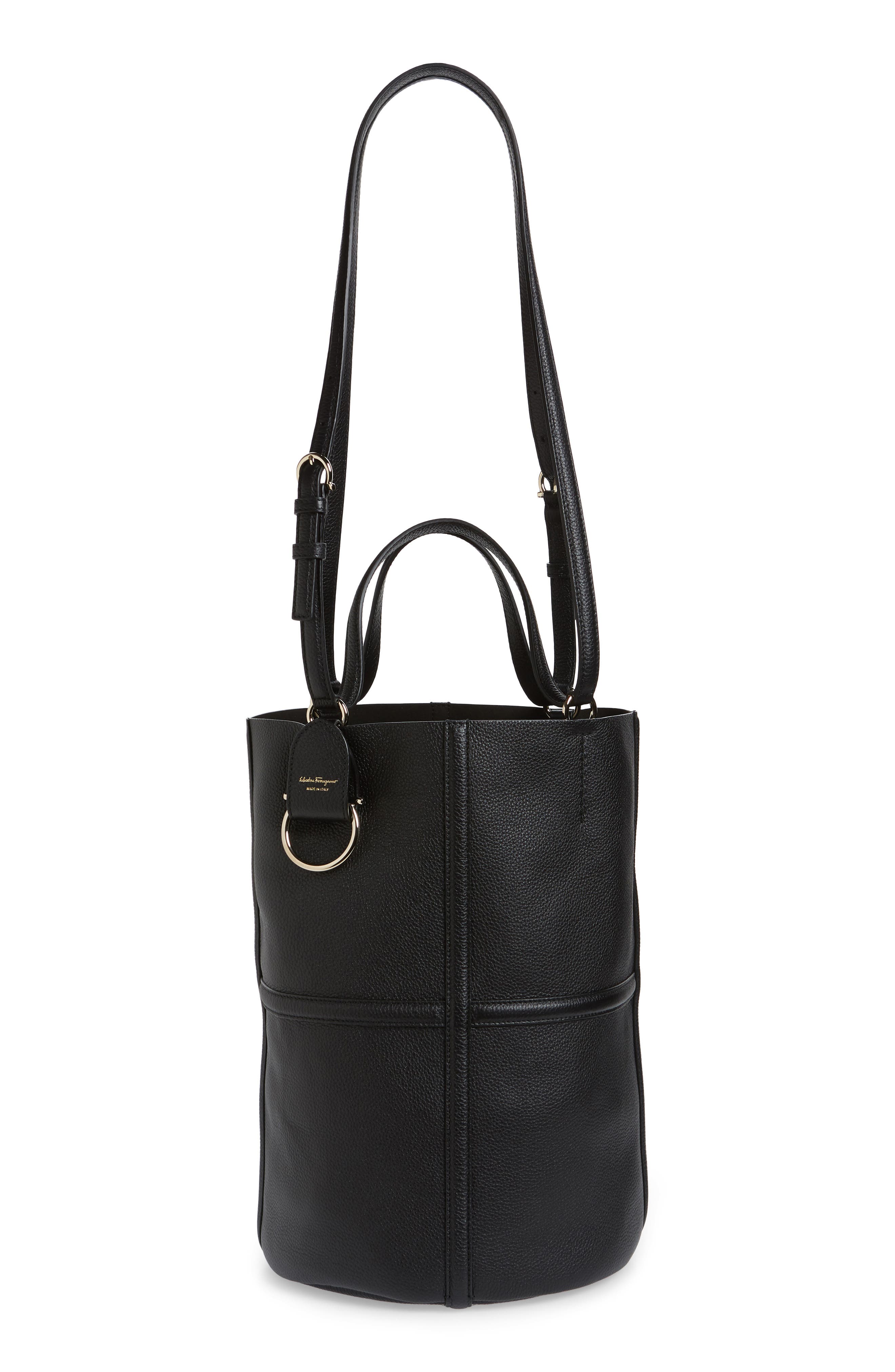 FERRAGAMO Salvatore Ferragamo Medium North/South Leather Tote, Main, color, 