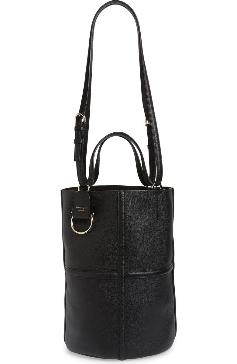 FERRAGAMO Salvatore Ferragamo Medium North/South Leather Tote, Main, color,