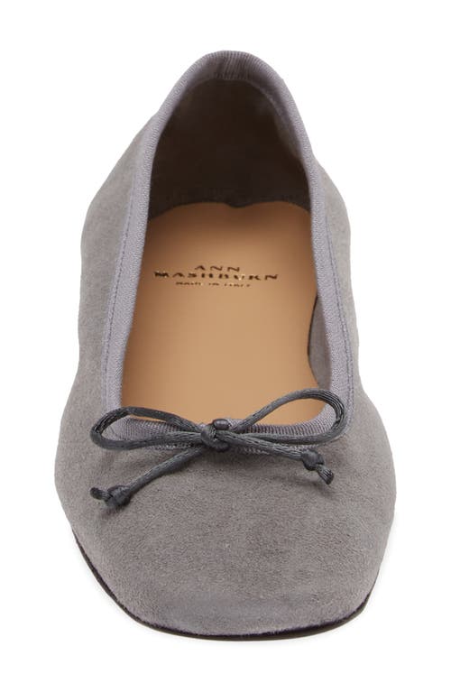 Ann Mashburn Square Toe Ballet Flat In Mid Grey Suede