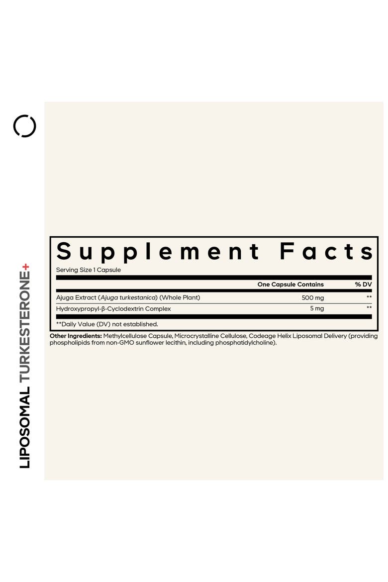 Liposomal Turkesterone 500 mg Supplement, Alternate, color, White