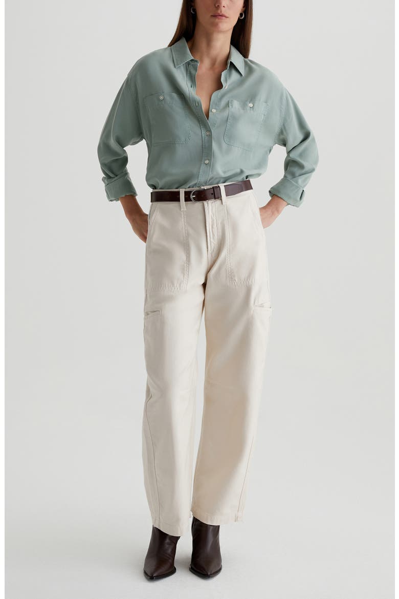 Hazal Ankle Barrel Utility Twill Pants, Alternate, color, OPAL STONE