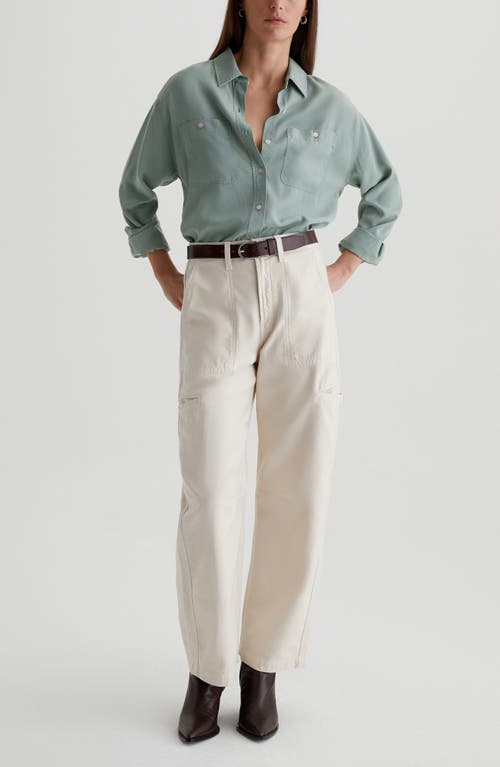 Ag Hazal Ankle Barrel Utility Twill Pants In Opal Stone