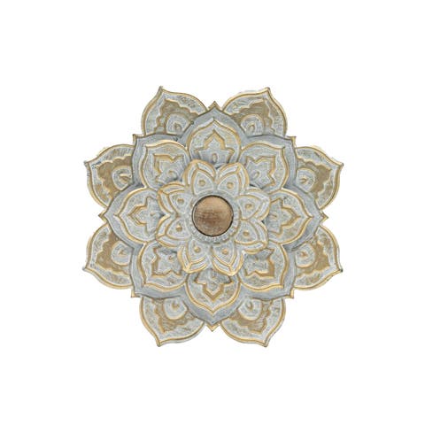 Small 8 x 8  inch Distressed Patina Metal Layered Flower Wall Décor