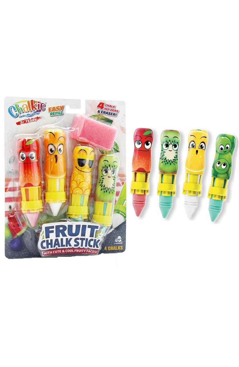 Lanard Chalkie Twin Pack Fruit Chalk Stick 8 Character Holders, 3+, Alternate, color, Multicolored