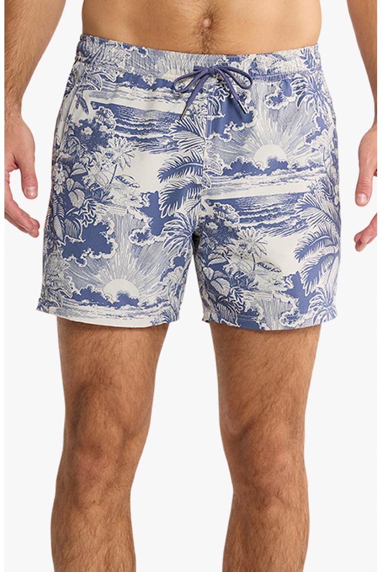 The Bungalow Water Repellent Swim Trunks, Main, color, SILVER PALMS